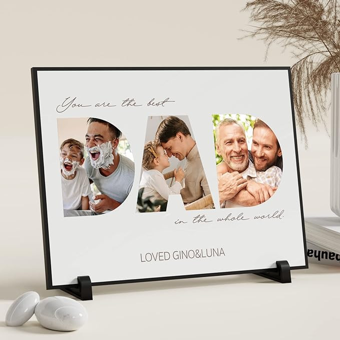 FUONLY Personalized Father's Day Gifts for Dad from Daughter Son Kids, Customized Wooden Picture ... | Amazon (US)