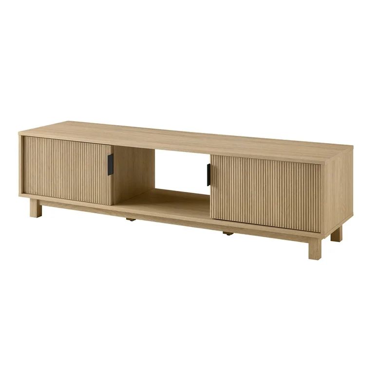 Manor Park Mid-Century Modern 2-Door Reeded TV Stand for TVs up to 65”, Coastal Oak | Walmart (US)