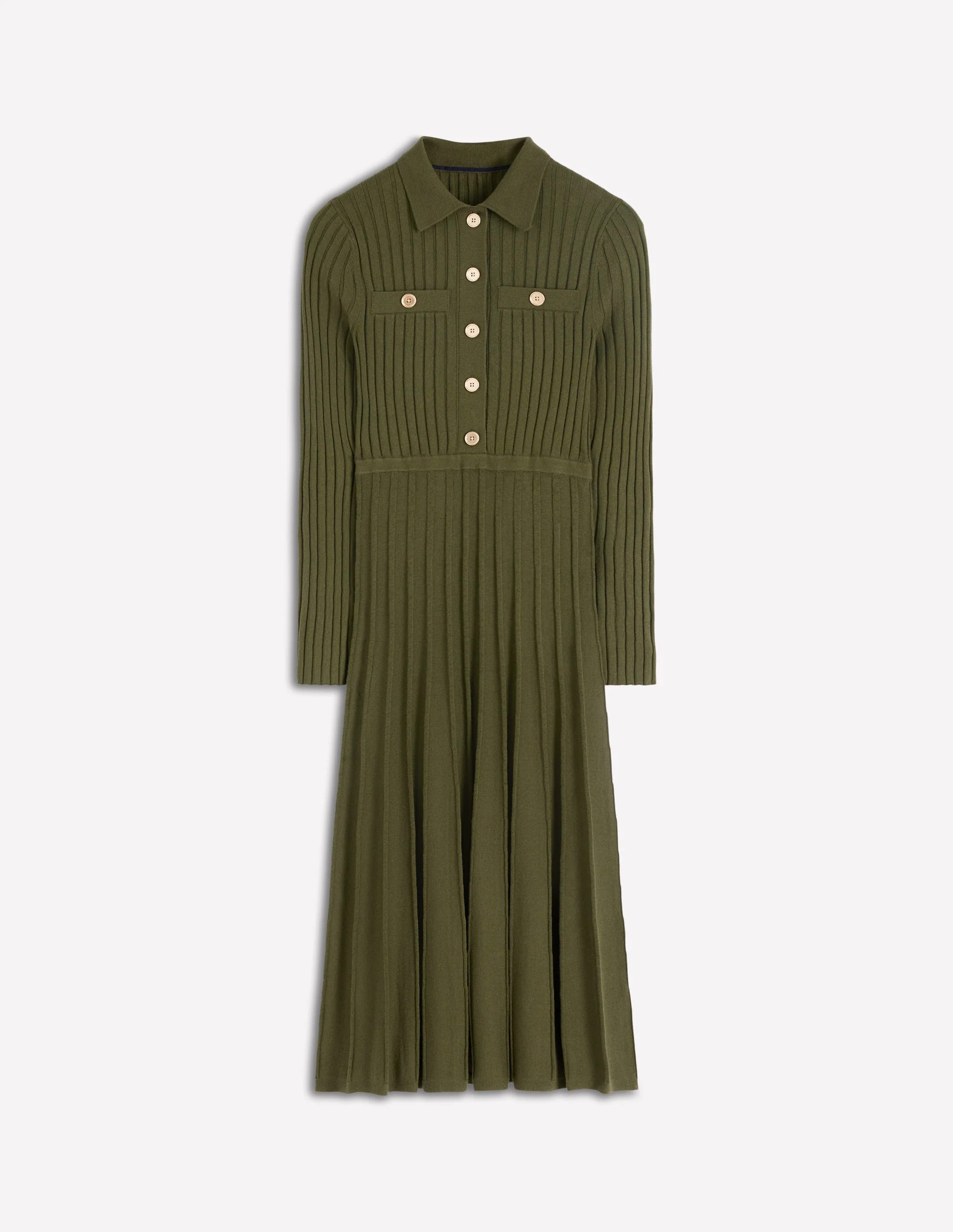Brönte Knitted Rib Shirt Dress-Woodland Green | Boden (US)