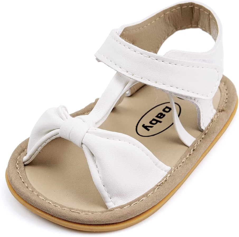 SOFMUO Baby Girls Boys Sparkly Bowknot Sandals Premium Soft Anti-Slip Rubber Sole Infant Summer O... | Amazon (US)