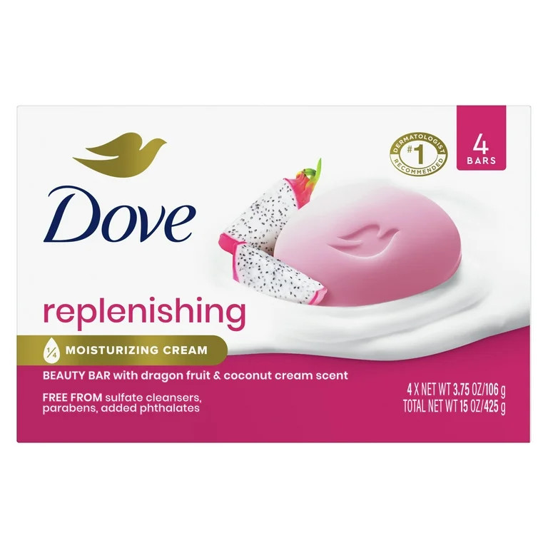 Dove Bar Soap Deep Nourishment Dragonfruit for Women Calm Replenished Skin, 15 oz 4 Count | Walmart (US)