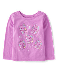 Baby And Toddler Girls Winter Bears Graphic Tee - purple | The Children's Place