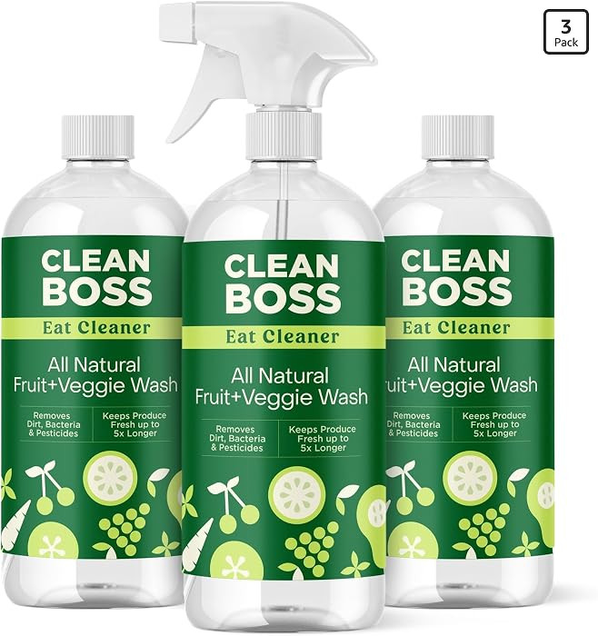 CleanBoss Eat Cleaner Triple-Action Fruit + Veggie Wash - 12 oz, Pack of 3 - Removes Harmful Residue - Keeps Produce Fresh Up to 5X Longer - Includes One Trigger - Vegan, Gluten Free - Improved Nozzle | Amazon (US)