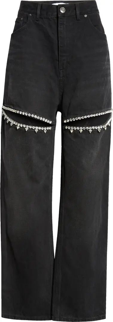 Crystal Slit Straight Leg Jeans | Nordstrom