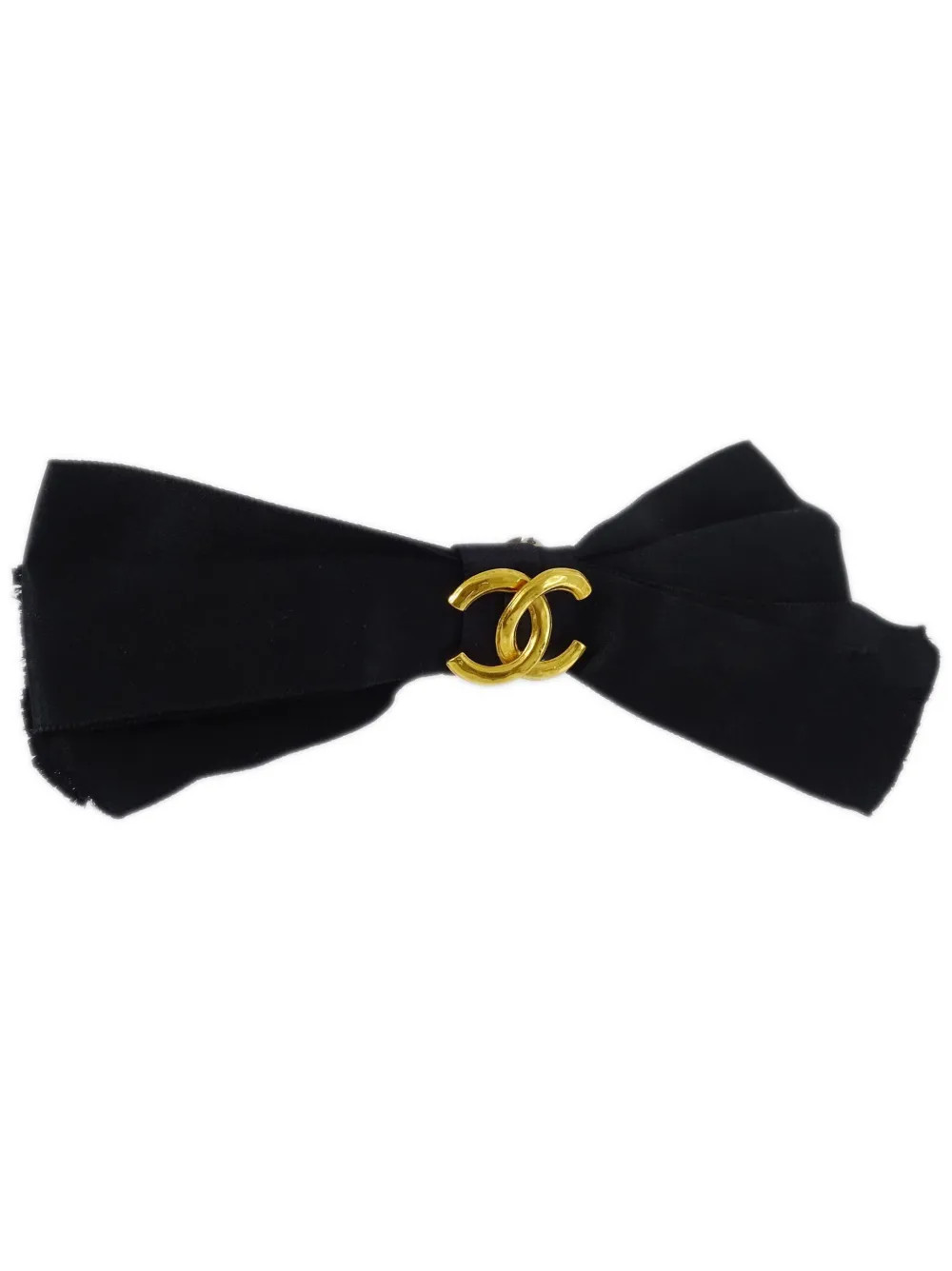 CHANEL Pre-Owned CC-logo Bow hair clip - Black | Farfetch Global