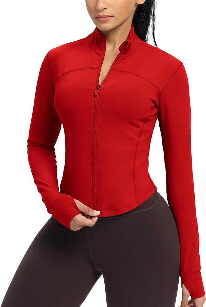GYM RAINBOW Womens Zip Up Workout Jakcets Lightweight Slim Fit Running Athletic Jackets with Thum... | Amazon (US)