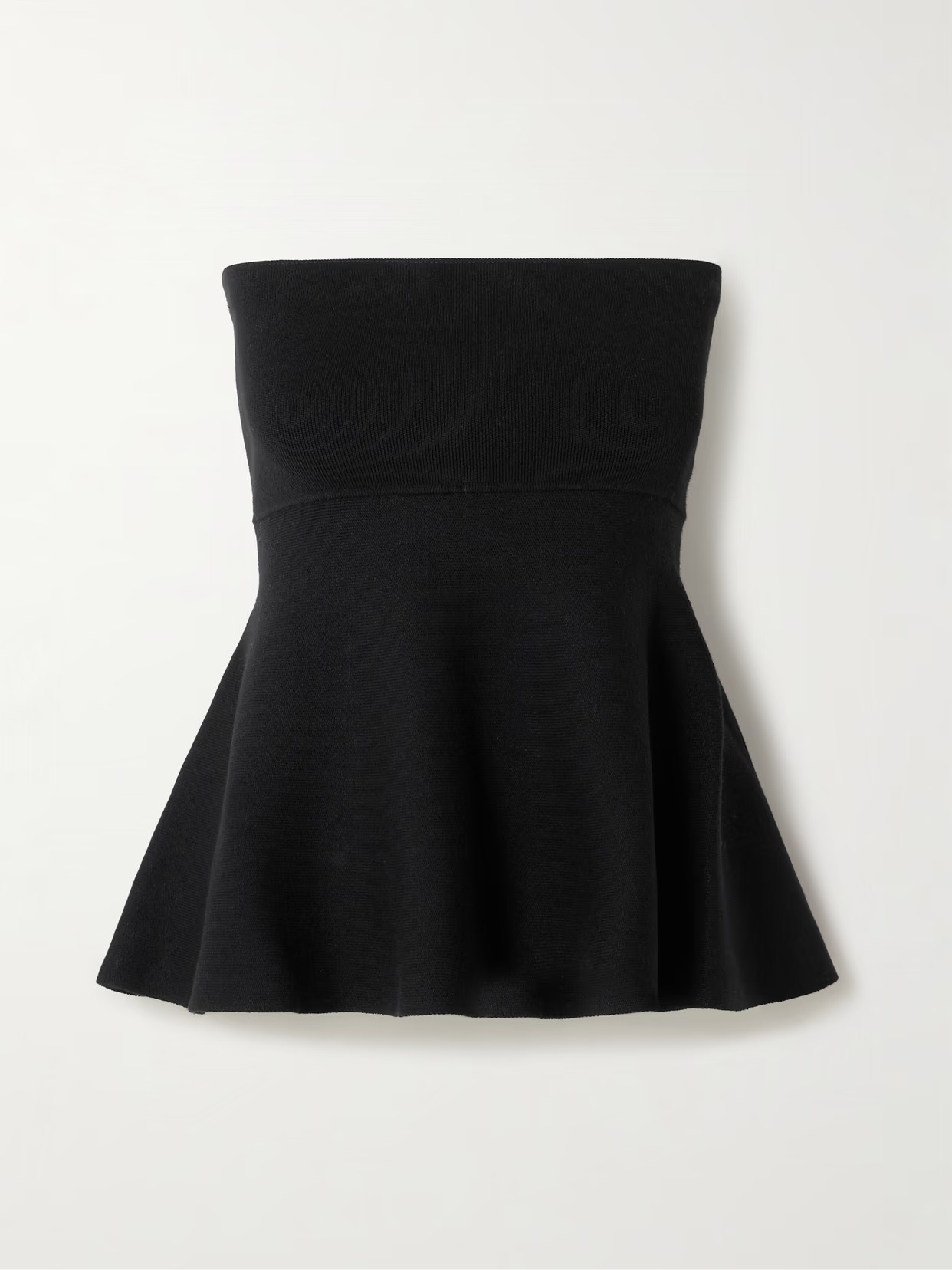 The Frankie Shop - Agathe Knitted Peplum Bustier Top - Black | NET-A-PORTER (US)