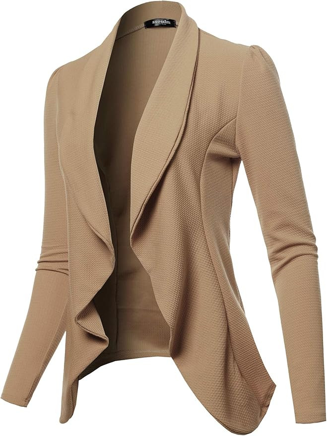 SSOULM Women's Long Sleeve Classic Draped Open Front Lightweight Blazer with Plus Size | Amazon (US)
