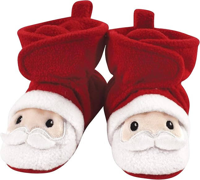 Hudson Baby Unisex Cozy Fleece Booties, Santa, 6-12 Months | Amazon (US)