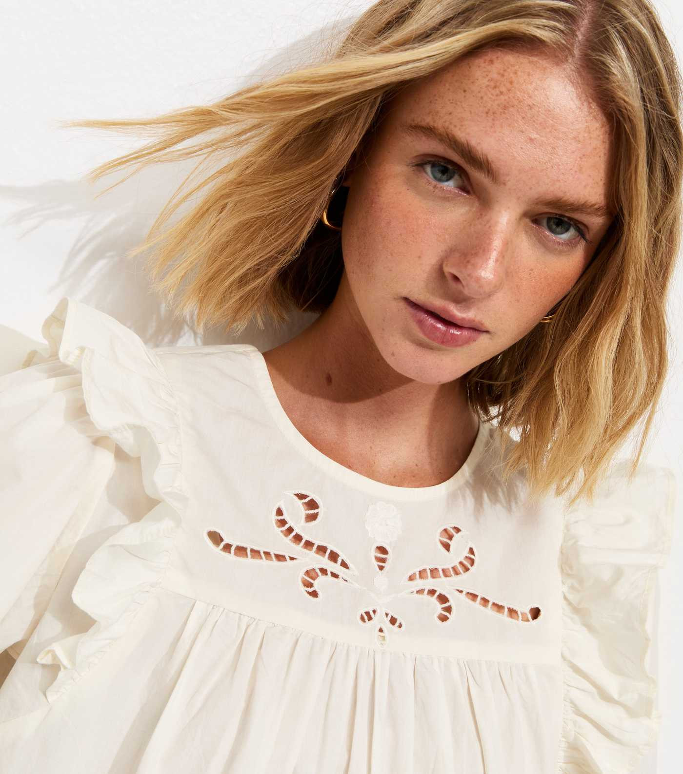 Cream Broderie Anglaise Frill Trim Blouse | New Look | New Look (UK)