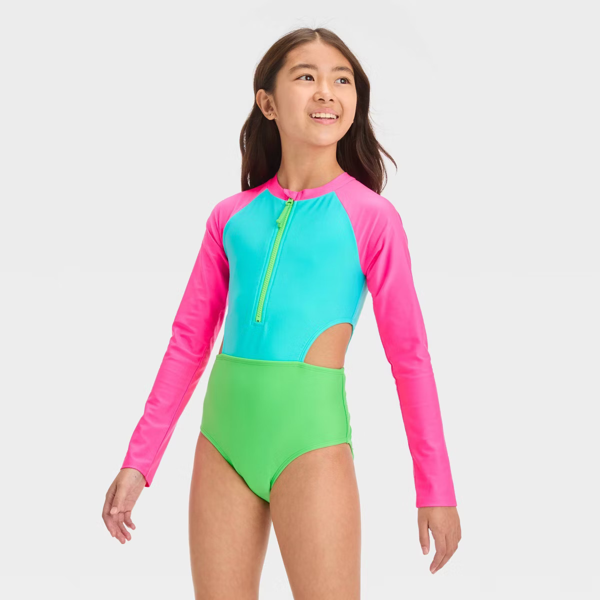 Girls' Solid One Piece Swimsuit - art class™ | Target