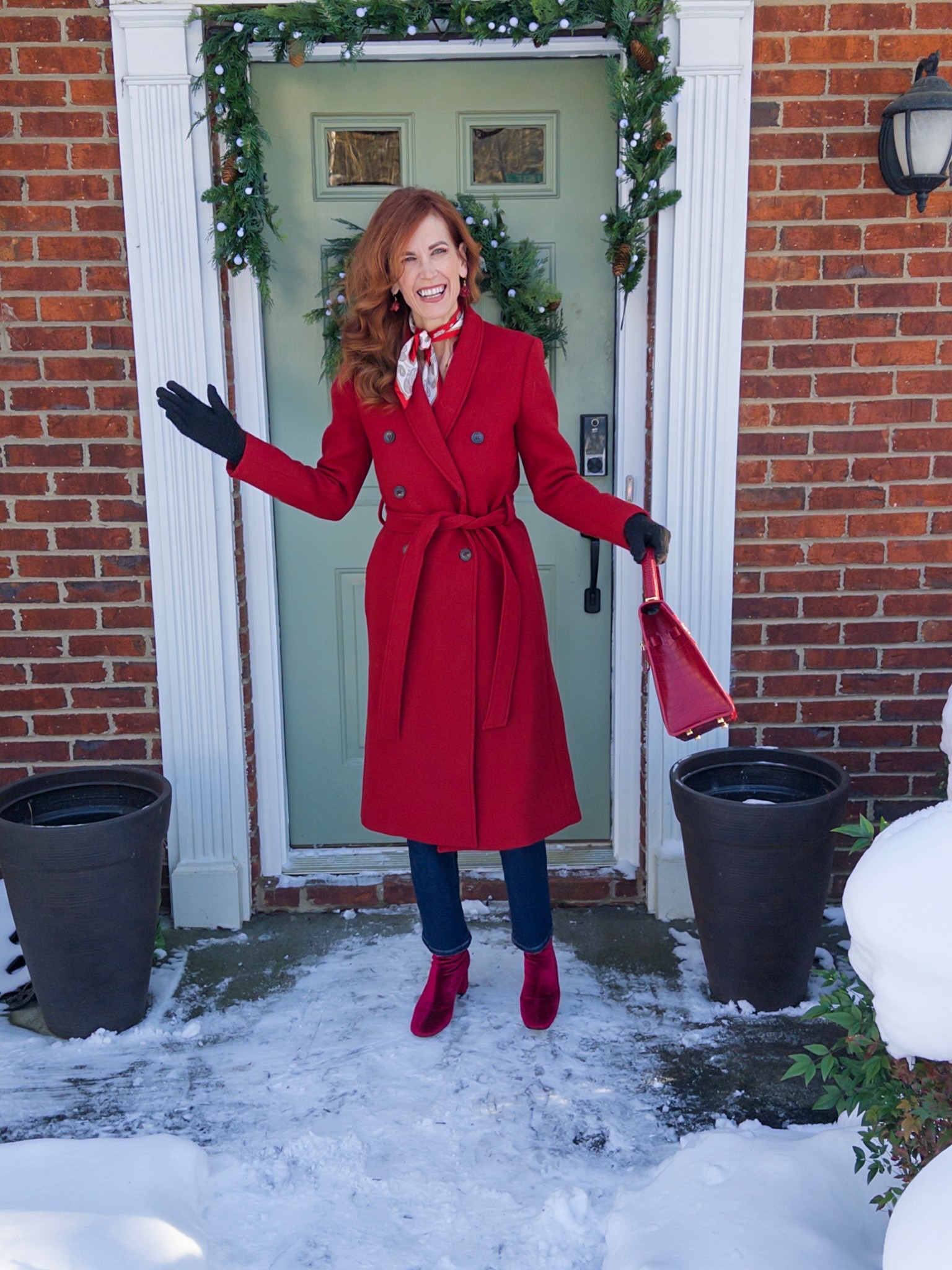 Red double breasted coat , red booties, straight leg jeans with @teddyblake purse. Casual but elevated for bday

#LTKWorkwear #LTKValentine #LTKdayinmylife