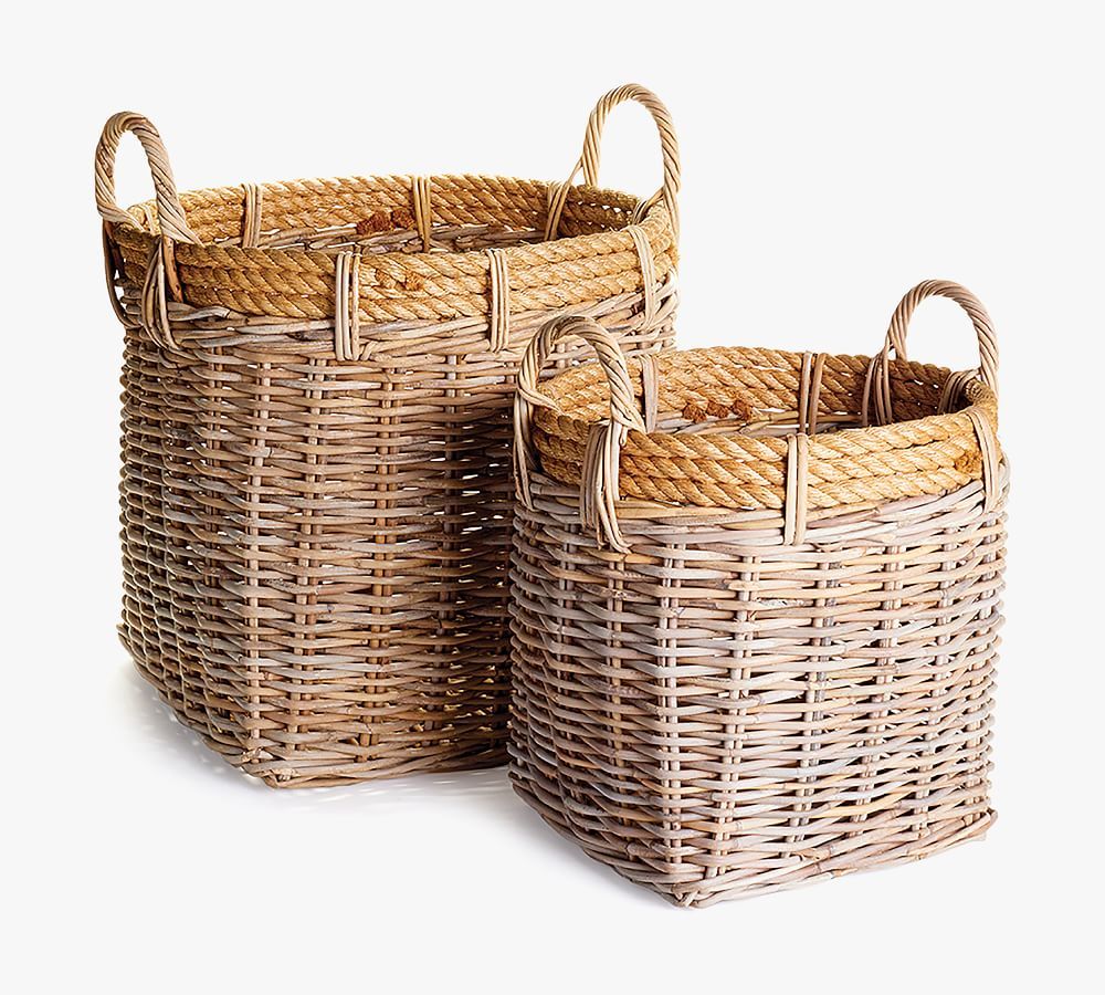 Asheville Rattan Baskets - Set of 2 | Pottery Barn (US)