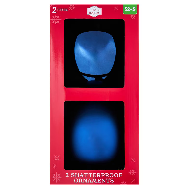 2-Count Navy Jumbo Ball Shatterproof Christmas Ornaments, 8.5", by Holiday Time | Walmart (US)