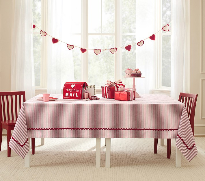 Valentine's Ticking Stripe Tablecloth | Pottery Barn Kids