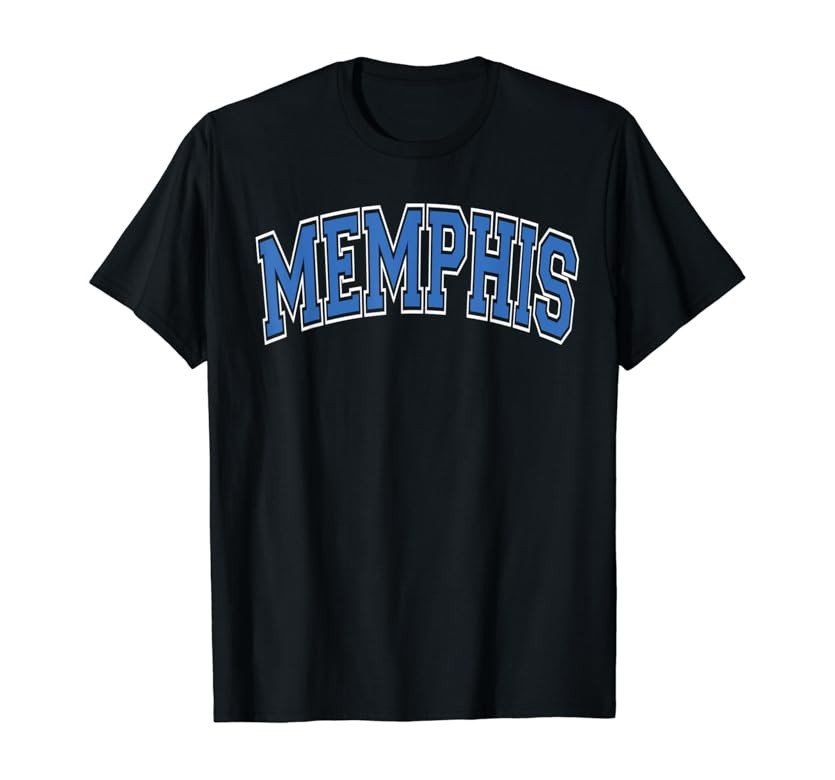 Memphis Tennessee TN Varsity Style Blue Text T-Shirt | Amazon (US)