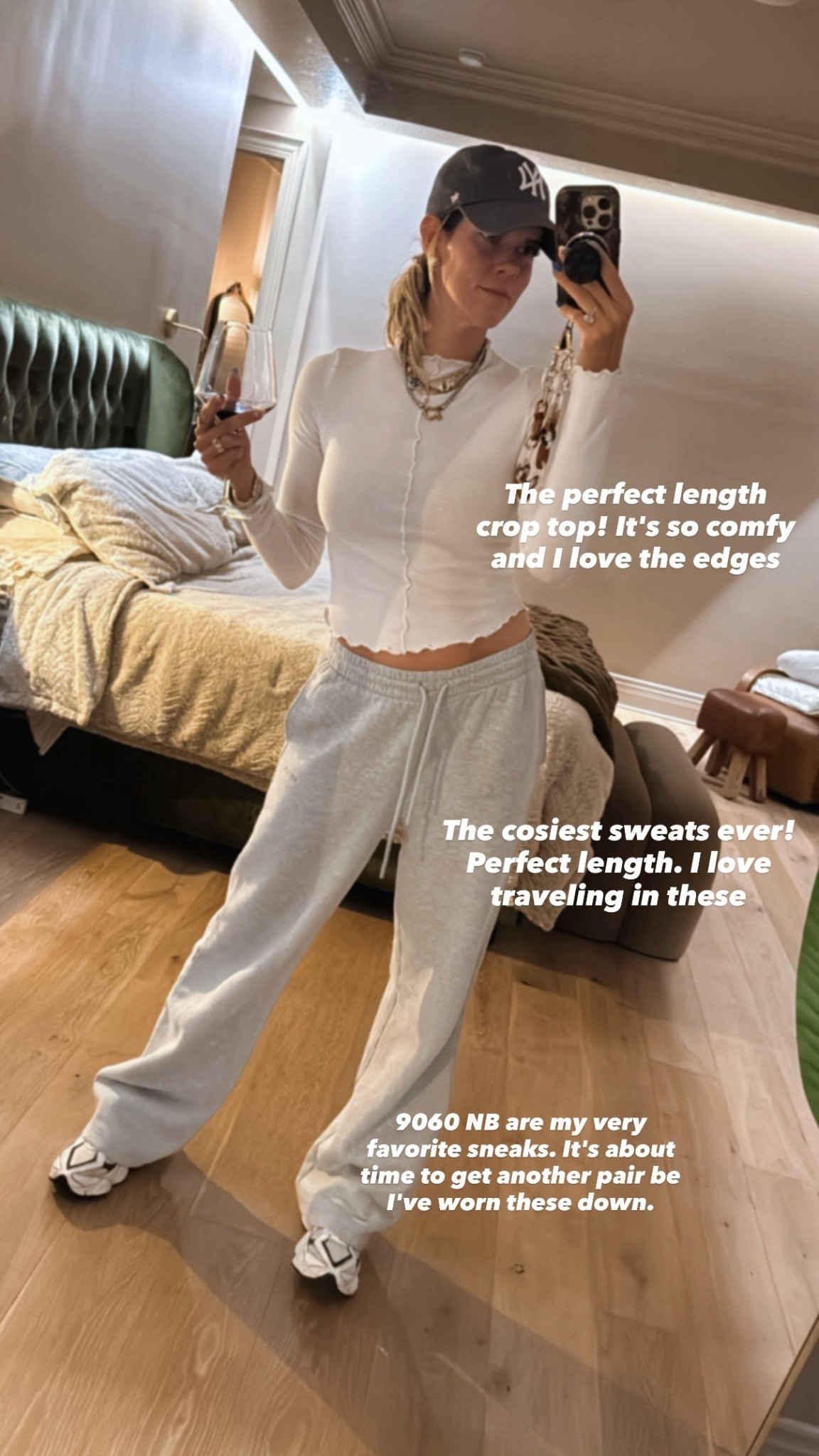 Travel fit for NYC. Comfiest sweat. I sized up one. Love this length of this top!! So comfy 