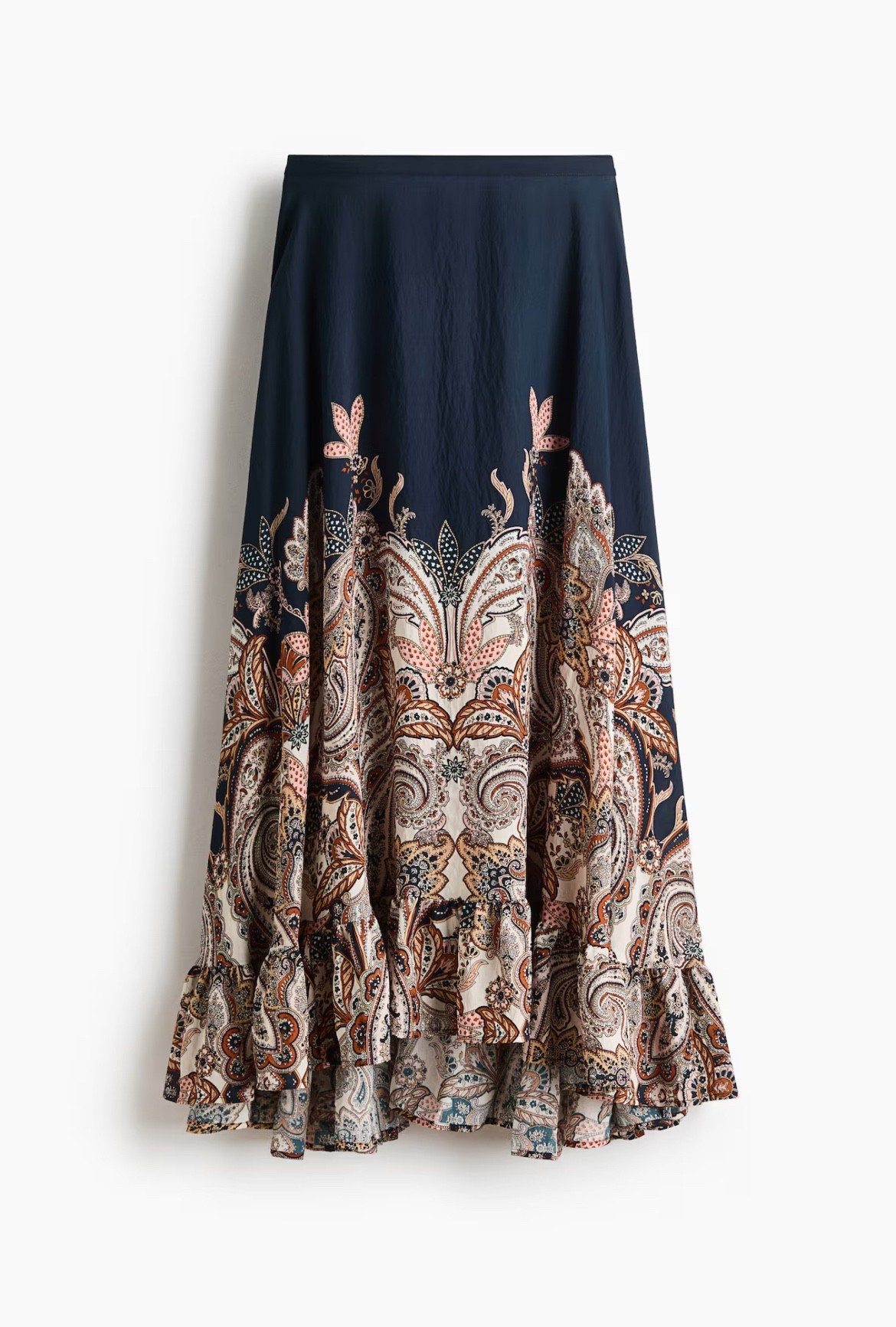 Patterned ruffle trim maxi skirt 

#LTKFindsUnder100 #LTKSeasonal