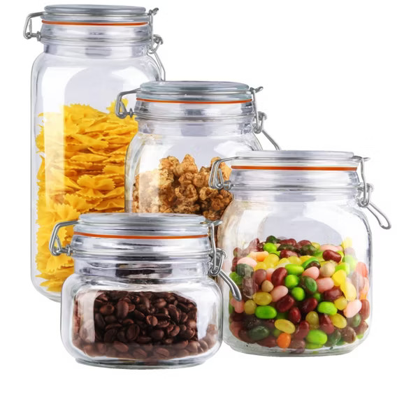 Home Basics 4 Piece Glass Canister Set, Clear | Target