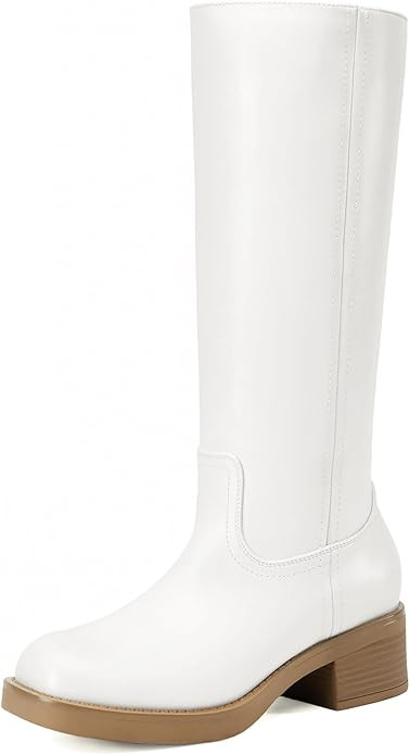 DREAM PAIRS Womens Knee High Boots Square Toe Platform Chunky Block Heel Banana Campus Boots for ... | Amazon (US)