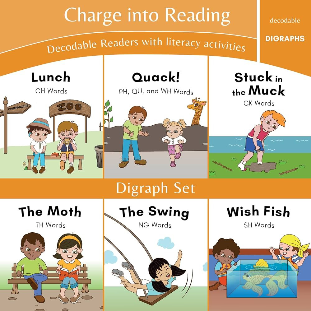 Charge into Reading Decodable Books (Stage 3): 6 Digraph Decodable Readers to Help Kindergarten a... | Amazon (US)