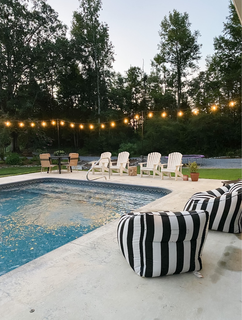 Pool furniture and decor! 
Patio string lights, Bean bag chairs, lanterns 

#LTKstyletip #LTKswim #LTKhome