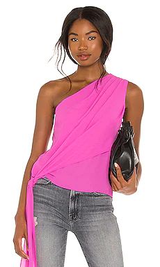 krisa One Shoulder Tie Top in Cocktail from Revolve.com | Revolve Clothing (Global)