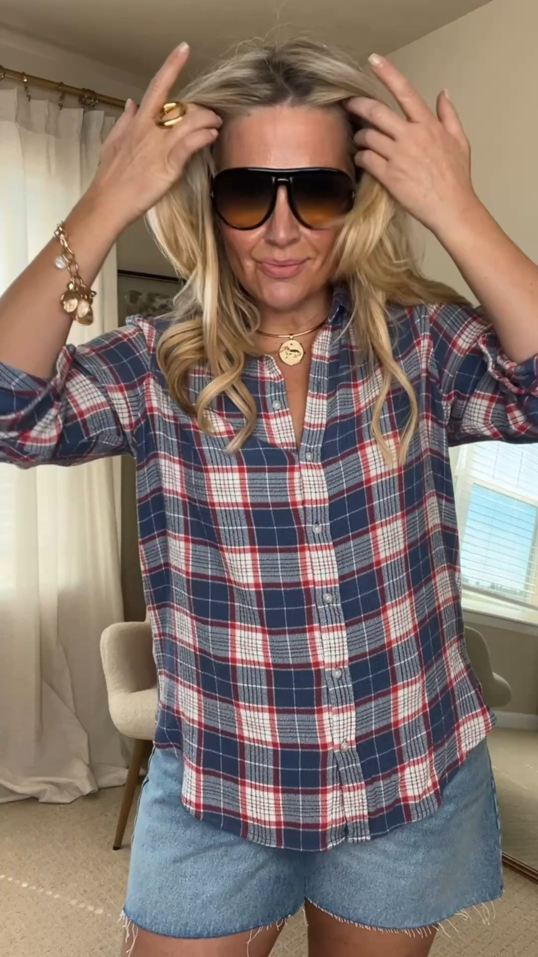 ✨Tap the bell, save and ❤️ for over 40 fashion, midlife style, midsize fashion and luxury looks for less. 

Denim Shorts, A Summer Flannel, And Zero Outfit Stress.

Not every July 4th outfit needs stars, stripes, and a graphic tee.
Sometimes all you need is a pair of denim shorts, a lightweight summer flannel, and comfortable shoes.
Easy. Comfortable. 

Belly-friendly. And cute enough for everything from backyard BBQs to fireworks.

Because the best outfits aren't the ones that get the most attention.

They're the ones that let you enjoy the day without thinking about your clothes.
🤍 

Outfit Physics™ Lift. Skim. Balance.

👑 Helping you look good, feel good.-Lindsey Denver   

Check back daily for belly-friendly style, confidence, and Outfit Physics™. 
@Target

#LTKOver40 #LTKMidsize #LTKPlusSize