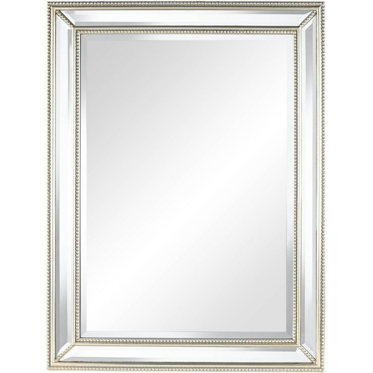 Uttermost Palais Rectangular Vanity Accent Wall Mirror Modern Beaded Beveled Silver Frame 30" Wid... | Target