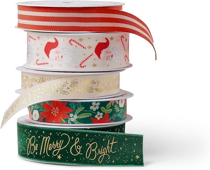 RIFLE PAPER CO. Be Merry & Bright Ribbon Set, Christmas Holiday Wrapping Supplies for Presents an... | Amazon (US)