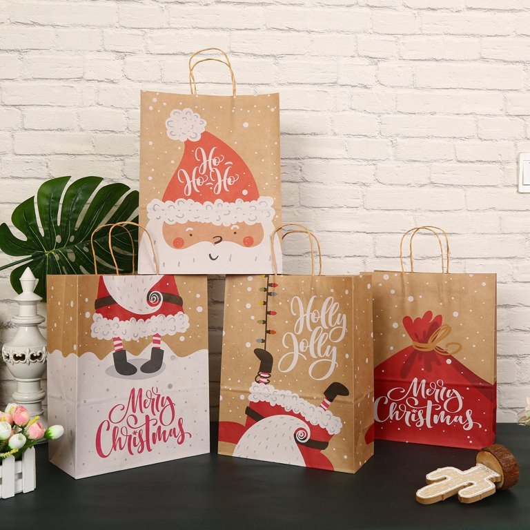 Christmas Gifts Bags, 12 Pack Small Size Kraft Paper Bags with Handle for Holiday Gifts | Walmart (US)