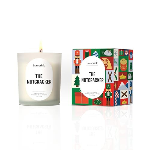Homesick The Nutcracker Scented Candle – 13.75 oz Premium Soy Blend in Cinnamon Clove Ginger Vanilla Scent, Non-Toxic, 60 Hour Burn, Organic Cotton Wick – Wedding & Engagement Gifts for Couples | Amazon (US)