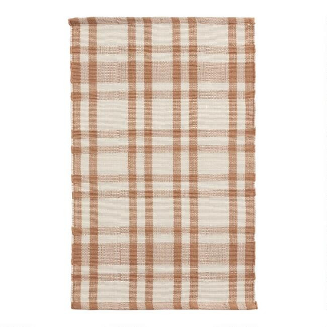 Plaid Stripe Recycled Indoor Outdoor Rug | World Market