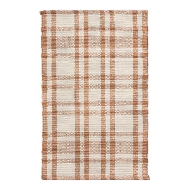 Plaid Stripe Recycled Indoor Outdoor Rug | World Market