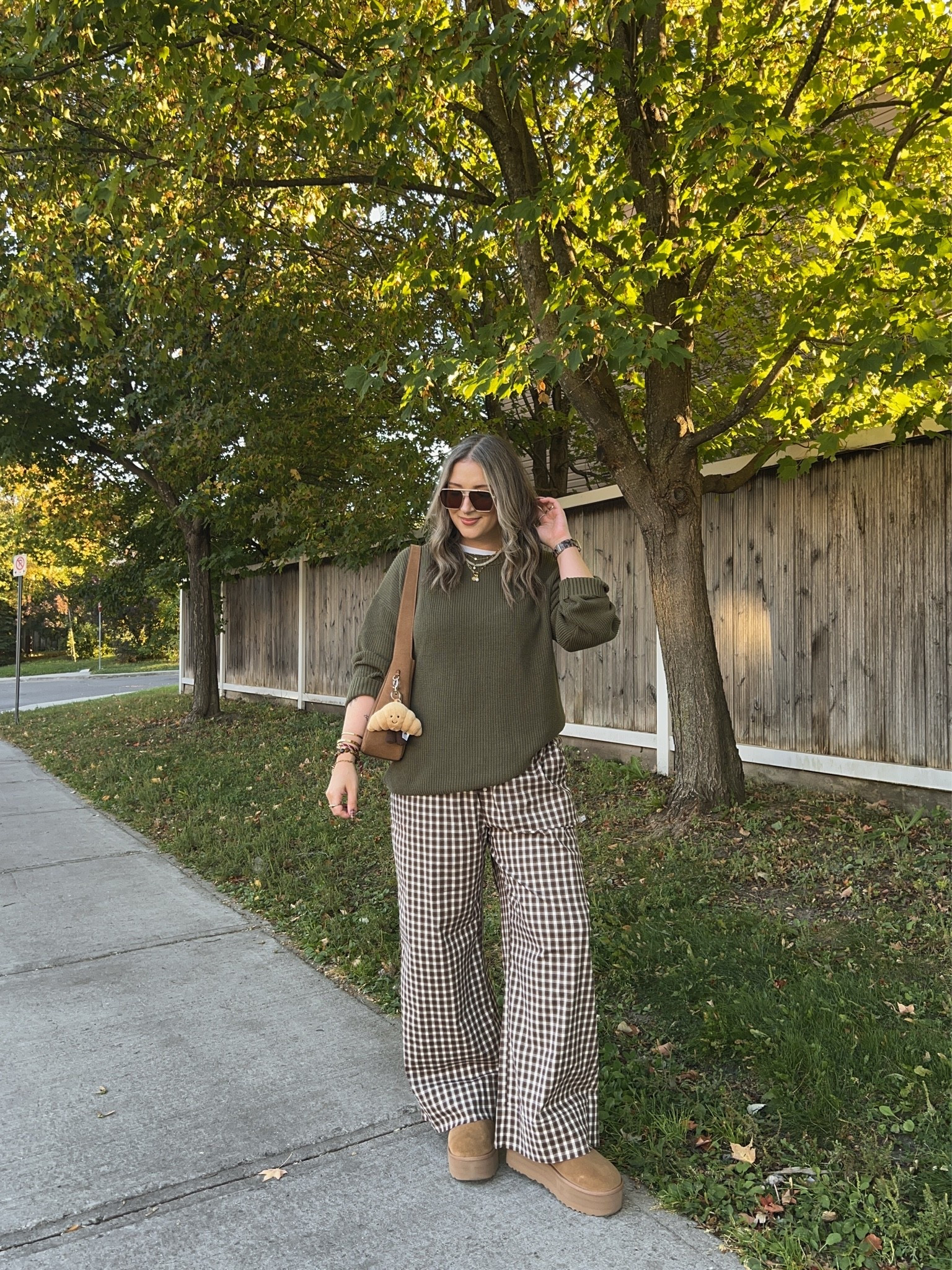 Comfy fall outfit! Wearing L in the sweater, Canadian link under similar products. Wearing M in the plaid pants. I’m a 9.5-10 shoe and wear a 10 in the Uggs

#LTKfall #LTKsale #LTKstyletip