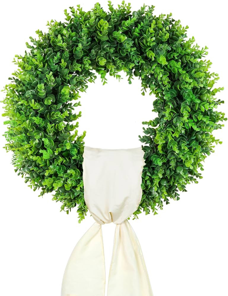 20'' Boxwood Wreaths Front Door Artificial Spring Wreath. Wreaths for Front Door Farmhouse Weddin... | Amazon (US)