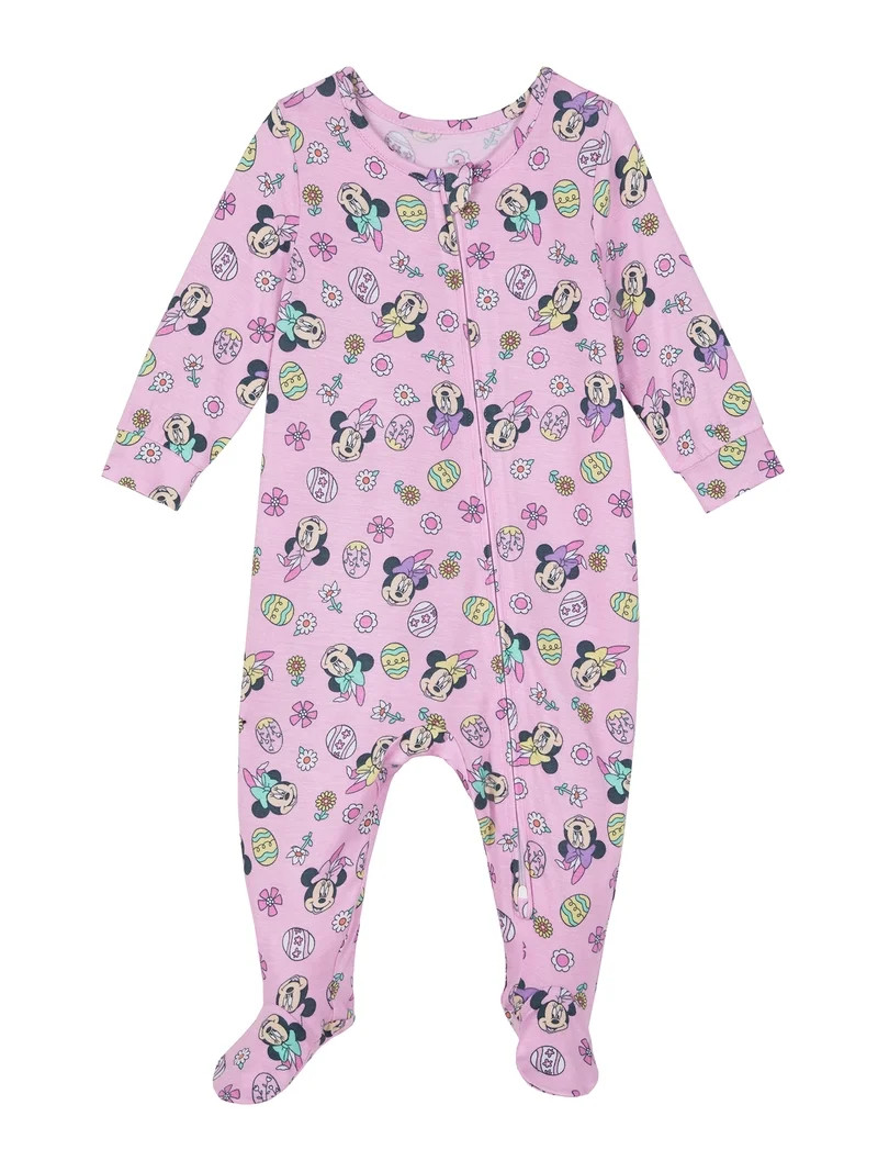 Minnie Mouse Baby One-Piece Footed Blanket Sleeper, Sizes NB-9M | Walmart (US)