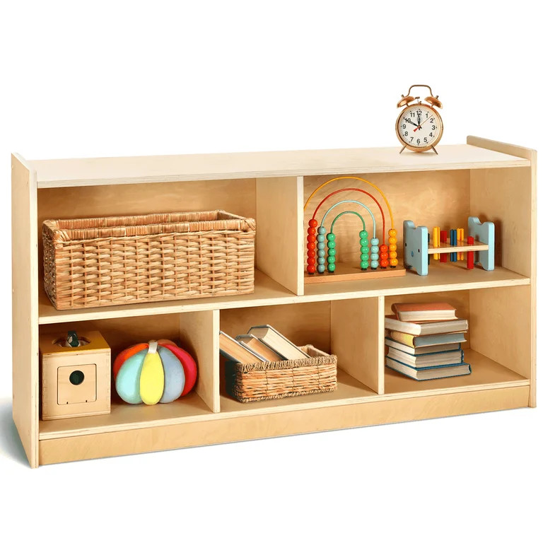 Wooden Storage Cabinet, Montessori Bookshelf 5 Section, Kids Toy Organizer Book Shelf for Kids Ro... | Walmart (US)