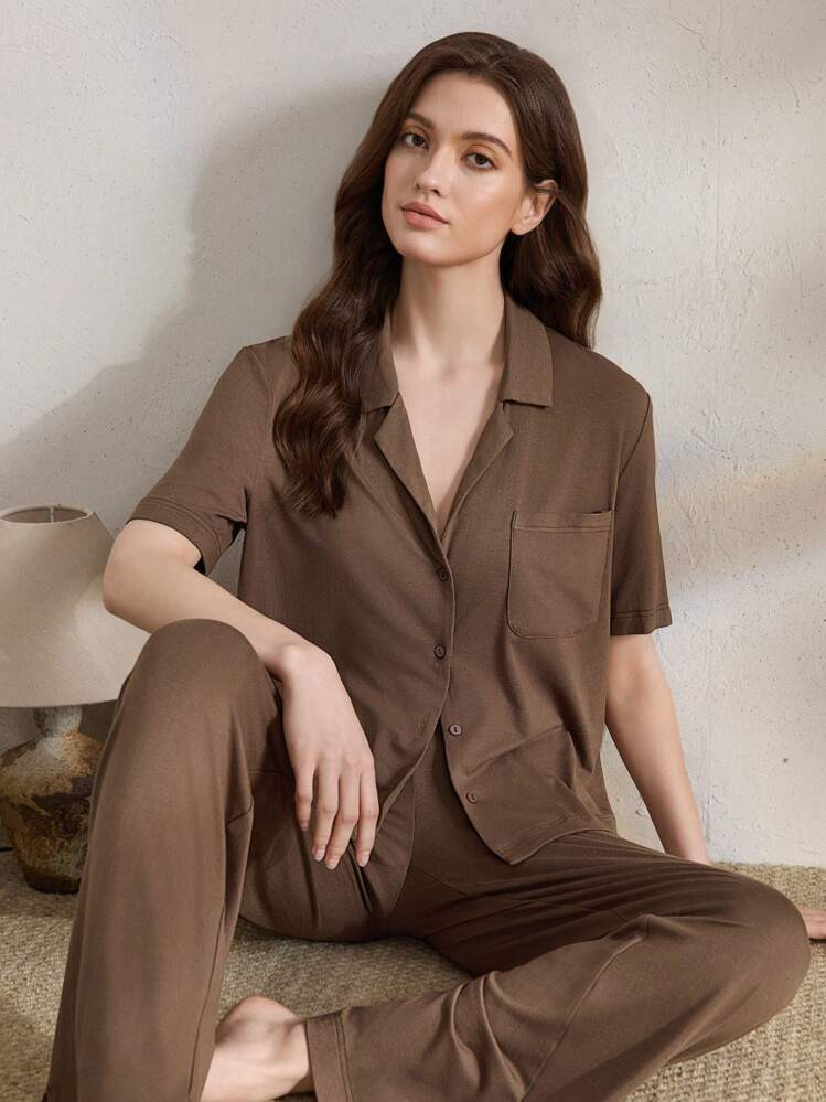 Ocili Leisure Women's Solid Color Simple Short Sleeve Top And Pants Casual Homewear Set, Summer Holiday Season Outfit | SHEIN