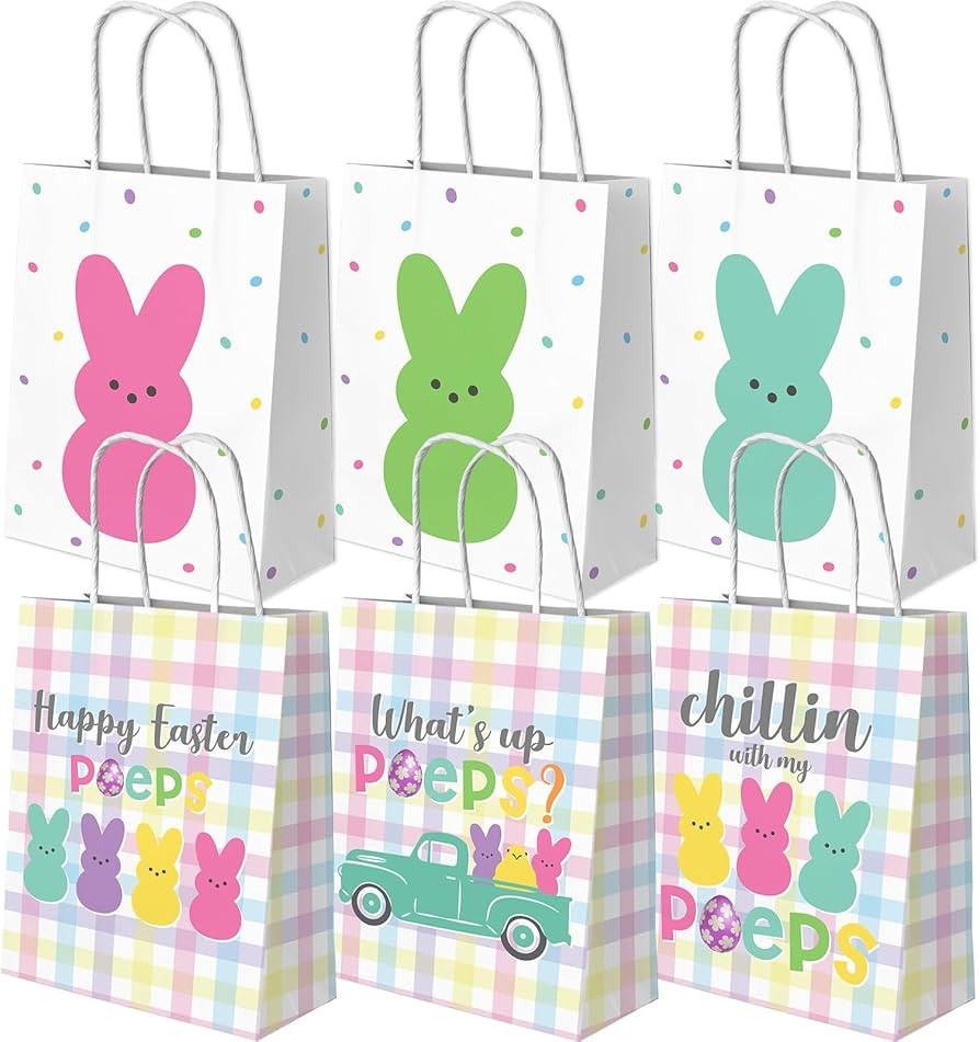 YGCTBVY Easter Gift Bags, Happy Easter Colorful Bunny Paper Bags with Handles,Multifunctional Reu... | Amazon (US)