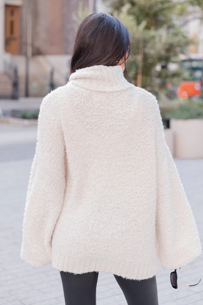 Never Replace You Ivory Fuzzy Oversized Turtleneck Sweater | Pink Lily