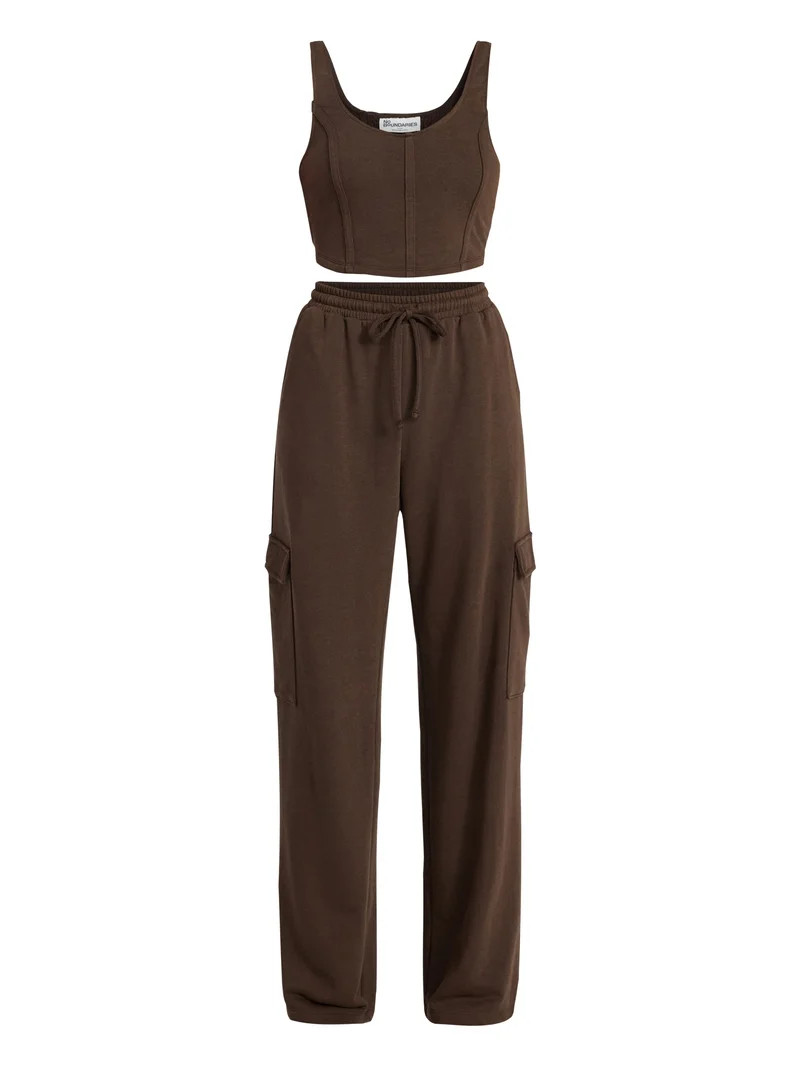 No Boundaries Bustier Tank and Cargo Pant Set, 2-Piece, Women's and Women's Plus Sizes XXS-4X | Walmart (US)