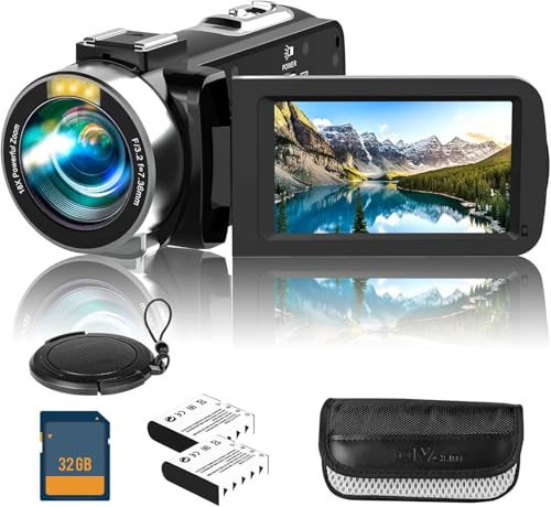 Dumjug 4K Camcorder Video Camera, 48MP Digital Video Camera for YouTube, with 3'' 270 Degree Rotation Touchscreen, 18X Video Recorder Vlogging Camera with Remote Control and Two Batteries | Amazon (US)