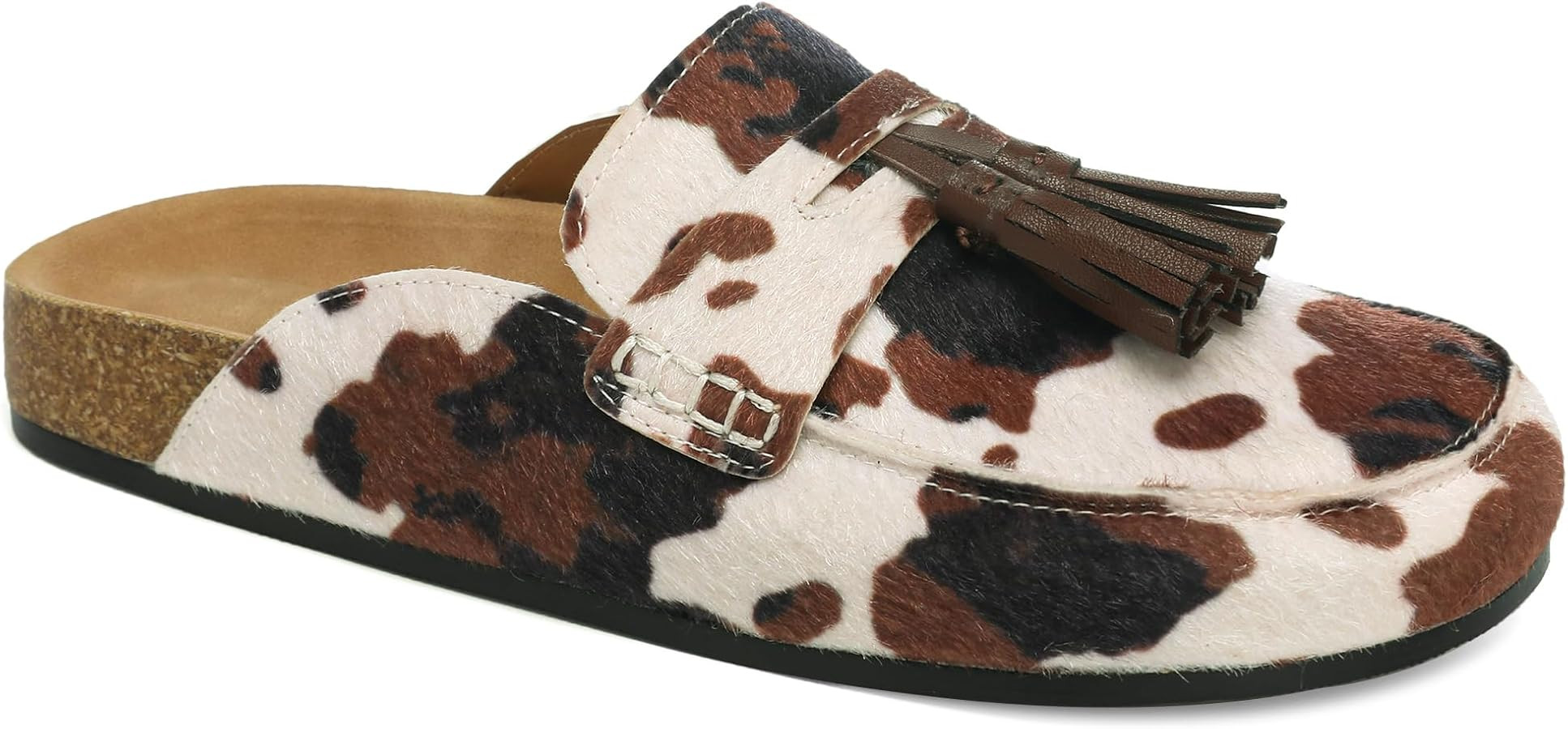 Faux Suede Mules for Women Tassel Flat Loafers Comfort Clog Mules Slip on Round Toe Casual Boat S... | Amazon (US)