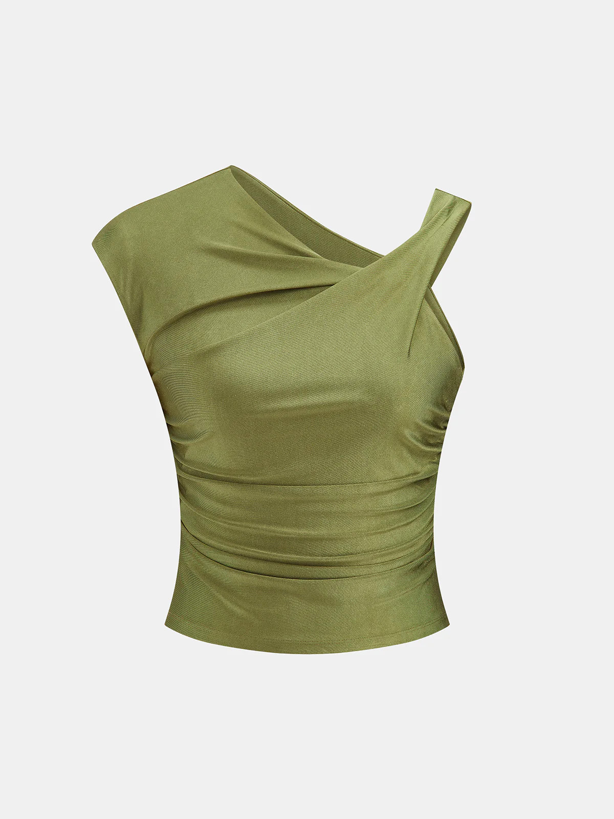 Asymmetric Ruched Sleeveless Top | Commense