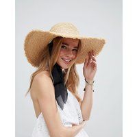 ASOS Natural Straw Floppy Hat with Chin Tie And Size Adjuster - Beige | Mankind