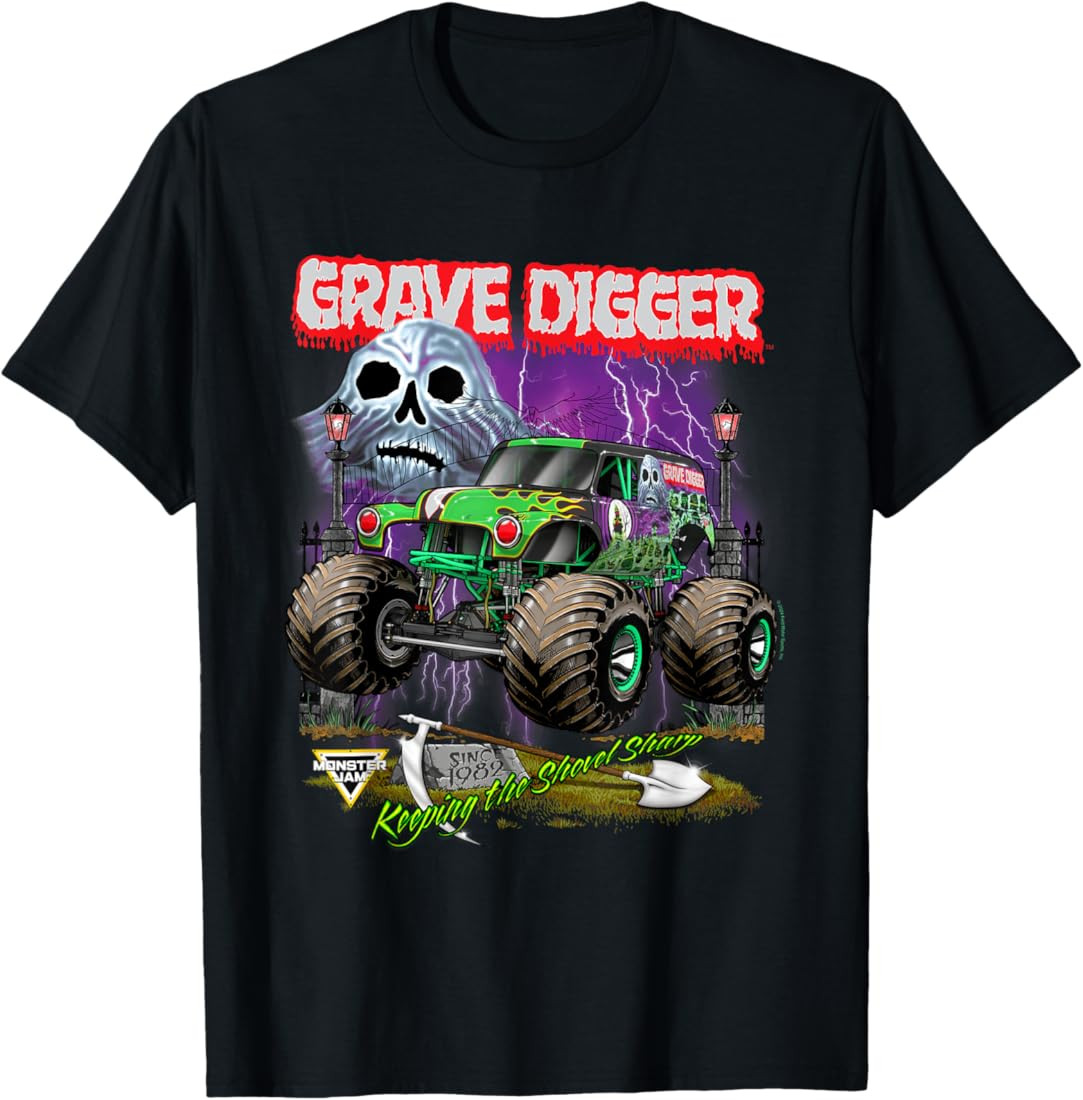 Monster Jam Grave Digger Shovel Sharp T-Shirt | Amazon (US)