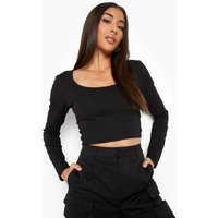 Womens Basic Longsleeve Scoop Neck Top - Black - 10 | boohoo (US & Canada)