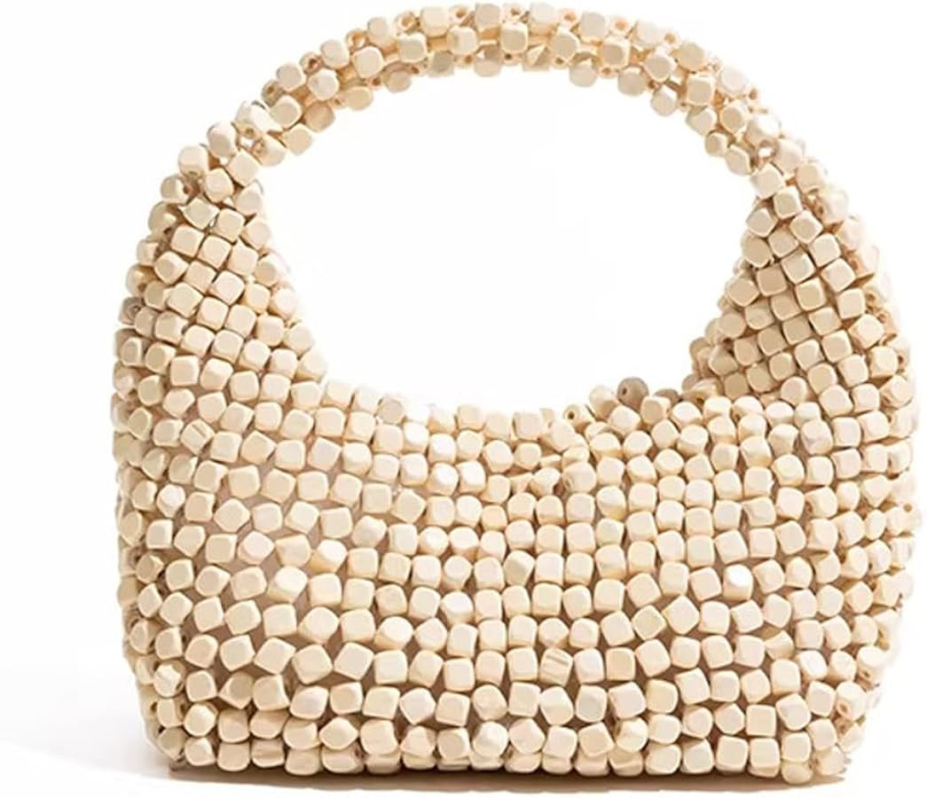 Wooden Beaded Clutch Handbag Small Handmade Beaded Evening Purses with Chain Vintage Beach Summer... | Amazon (US)