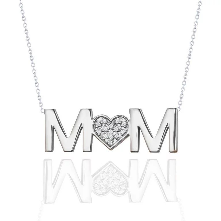 JeenMata MOM Moissanite Pendant Necklace in 18K White Gold over Silver - Walmart.com | Walmart (US)